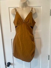 New Zara Cut-out Rouched Mustard Yellow Mini-Dress Size Small