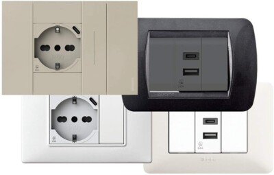4BOX P40 USB 3.0 Ausgang Schuko Mit Usb-C Kompatibel Mit Vimar Plana Weiß