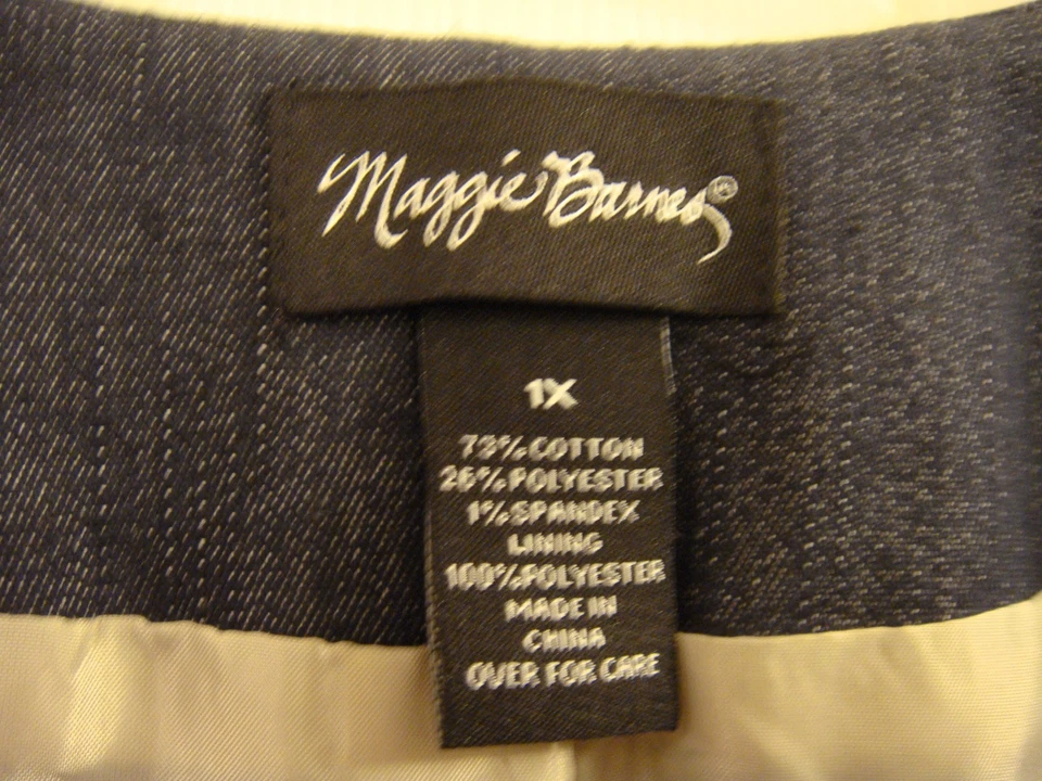 Chaqueta Blazer Mujer Maggie Barnes Forrada Manga 3/4 Elegante Denim Talla 1X Nueva Foto 2 de 4