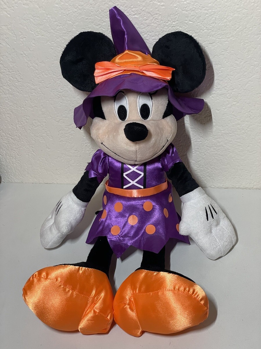 Disney Halloween MINNIE MOUSE Witch Purple Orange Stuffed Plush 17