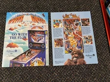 2  1992 FACTORY ORIGINAL WILLIAMS WHITE WATER PROMO PINBALL FLYERS  NOS