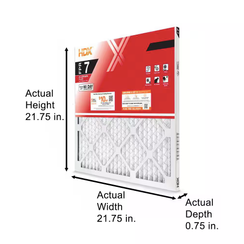 HDX 22in. x 22in. x 1in. Allergen + Pleated Air Filter FPR 7, MERV 11, 12 Pack - Picture 2 of 4