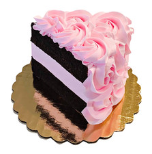 DEZICAKES Fake Cake Slice  Artificial Food Pink Rosette Wedding Slice Cake
