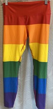 AKSELS RAINBOW PATTERN BRIGHTLY COLORED STRETCH PANTS MEDIUM USA MADE VGC!! PNT