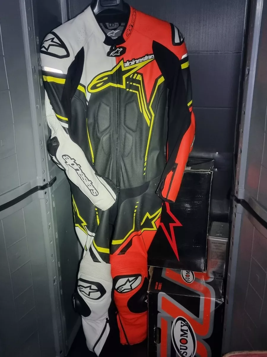 Alpinestars Tuta Moto Racing Gp Plus V2 Bianco giallo rosso Fluo Pelle  Intera 48