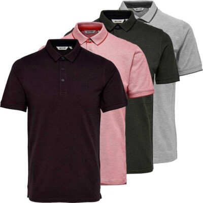 Only & Sons Herren Poloshirt Onsstan Basic Polohemd Einfarbig Pikee Slim Fit