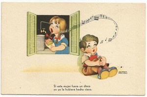 Postal Dibujo Caricatura Humor Nina Cantando Anos 50 Escrita Post Card Ebay