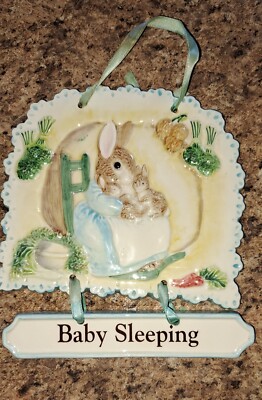 Beautiful Beatrix Potter Sleeping Baby Wall Peice  Great Detail 6x5