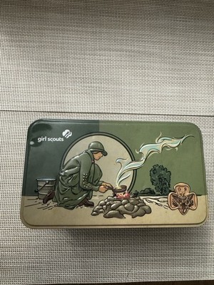 Girl Scouts Ashdon Farms 2017 Vintage Inspired Tin with Handle Camping