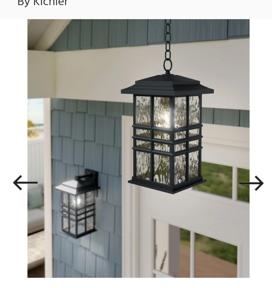 Kichler Beacon 方形户外吊坠浅纹理黑色 49833 BKT,全新 — 第 2/3 张图片