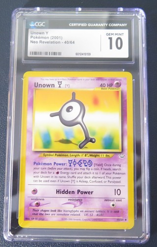 Unown [Y] (1st Edition) graded CGC 10 for sale on eBay