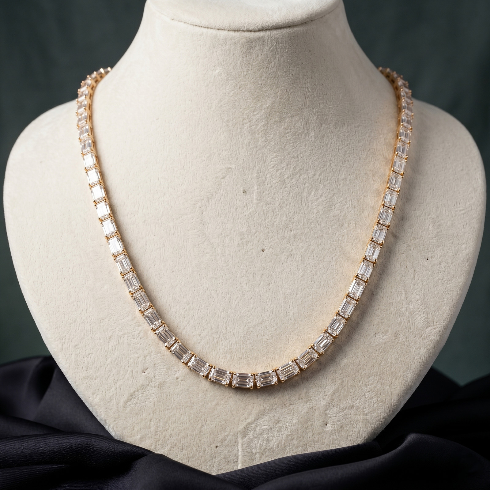 Womens Necklace 14k Rose Gold Certified 80 Carat Lab Grown Diamond Emerald Cut image 2