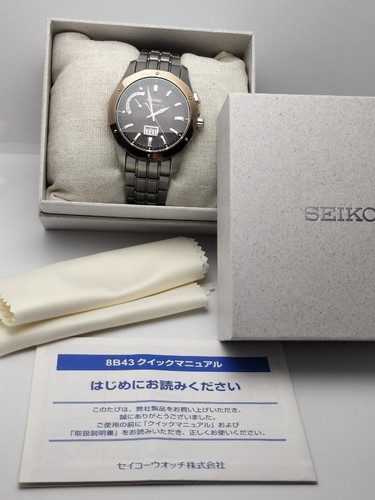 Seiko Brightz 8B43-0AA0 Jour Date Boîte Radio Vague Contrôle Solar Montre Hommes - Photo 2 sur 10