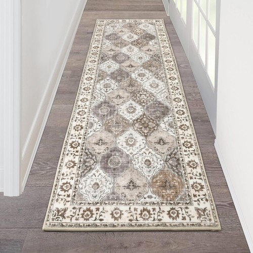 HEBE Hallway Runner Rug 2'x6' Washable Vintage Distressed Area Rugs Non Slip ...