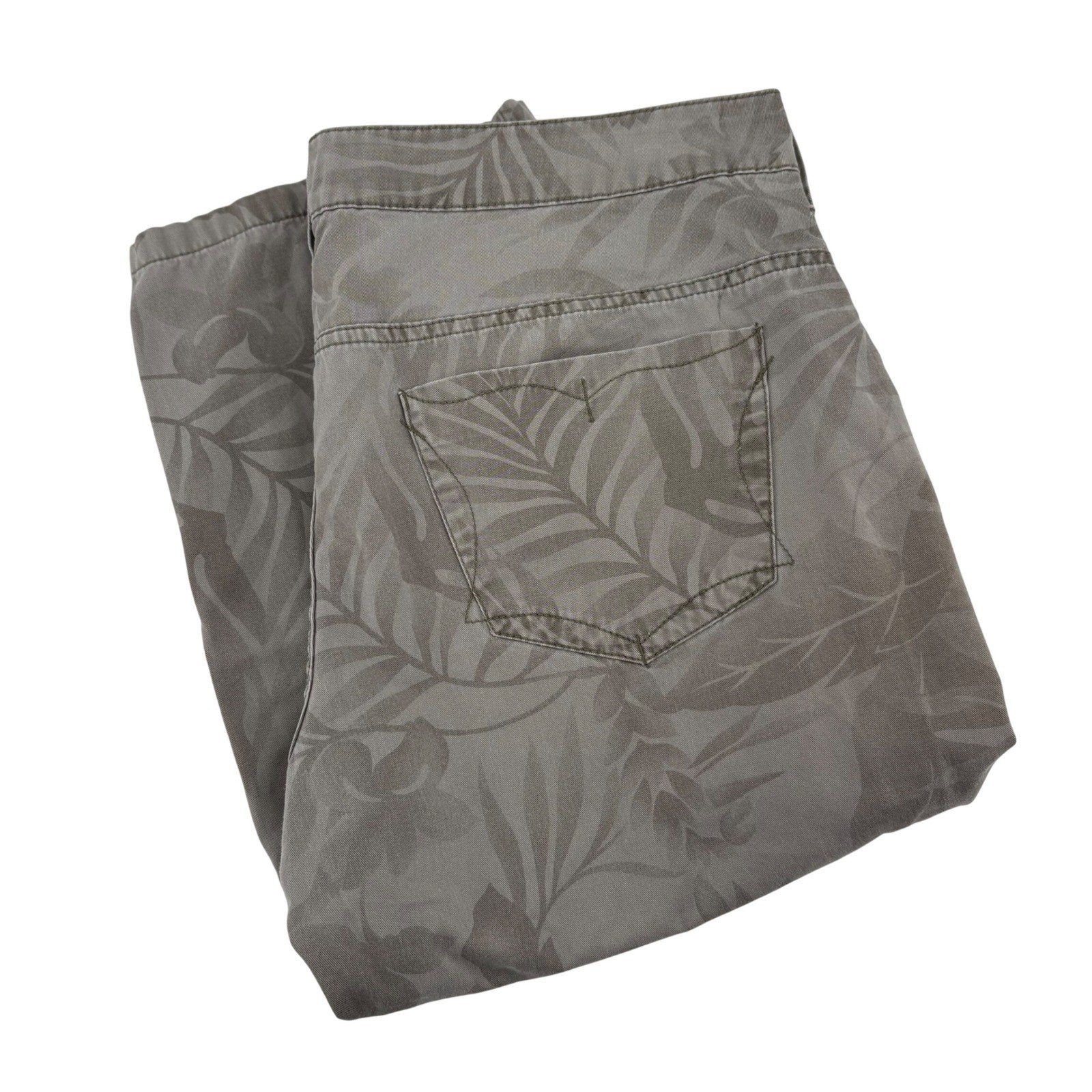 Faded Glory Women's Gray Floral Print Capri Cropped Pants Size 16