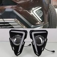 LED Front Fog Lights Daytime Running Turn Signal Lamp For Toyota RAV4 2016-2018