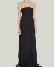 $5290 Oscar De La Renta Women Black Drape Strapless Silk Column Gown Dress Sz 10