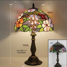 Vintage Tiffany Style Grape Stained Glass 12  table Lamp colorful glass shade