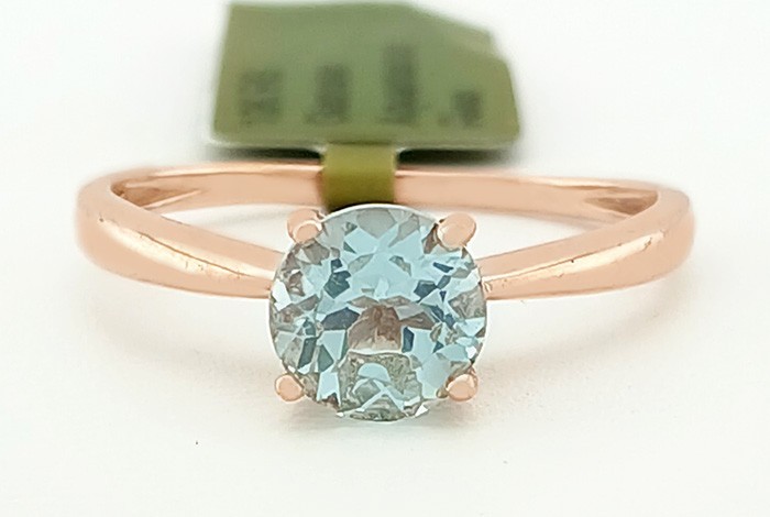 GENUINE 1.08 Cts AQUAMARINE RING 10K ROSE GOLD - Free Certificate Appraisal 