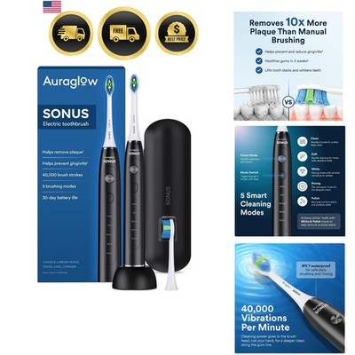 Sonic Electric Toothbrush for Adults   Rechargeable, 40,000 VPM, 5 Modes, Rem...