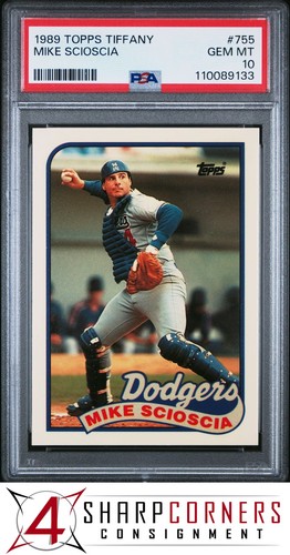 1989 TOPPS TIFFANY #755 MIKE SCIOSCIA DODGERS PSA 10