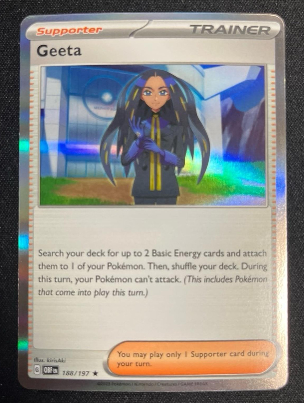 Geeta 188/197 Holo Rare Trainer Obsidian Flames Pokemon Card
