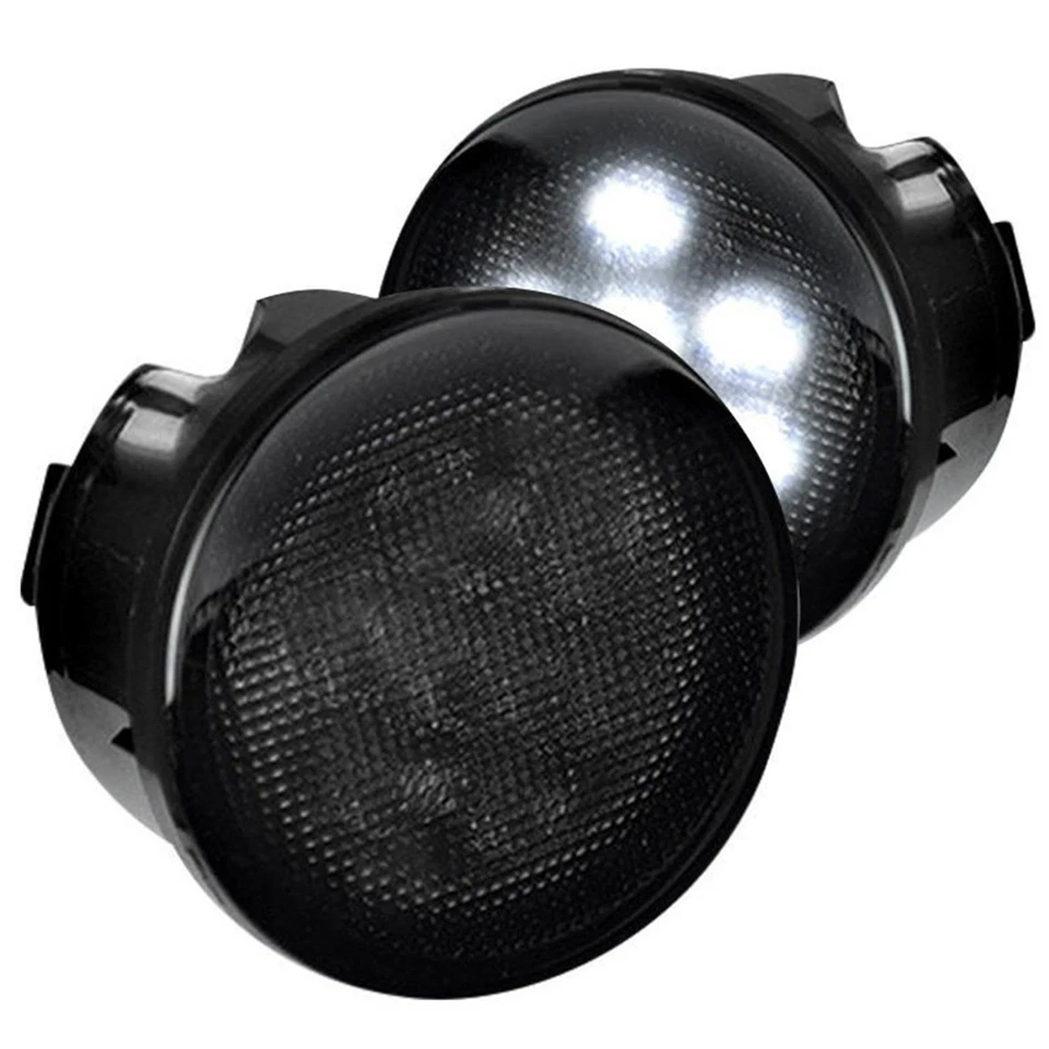 Lentes de señal de giro delanteras ahumadas Recon con LED blancos para Wrangler JK 264134WHBK Foto 3 de 4