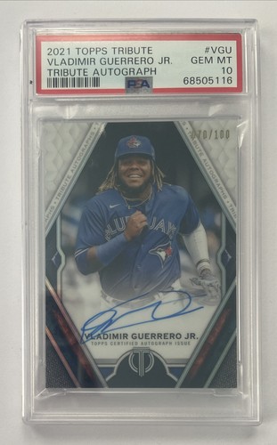 2021 Topps Tribute Vladimir Guerrero Jr. Auto #d /100 Tribute Auto PSA 10 POP 2