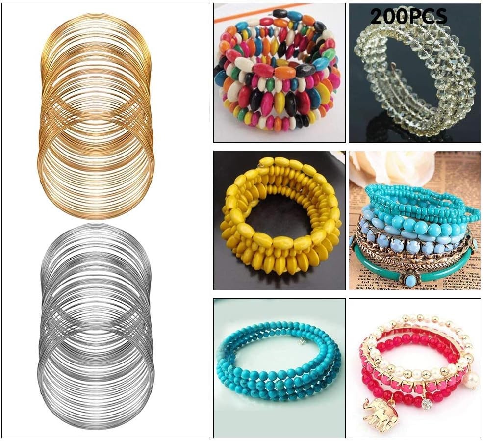 200Pcs Jewelry Beading Wire for White K&amp;Gold 