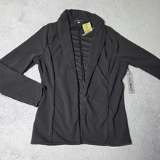Haute Monde Womens Medium Blazer Black Shawl Collar Open Front HMST0202