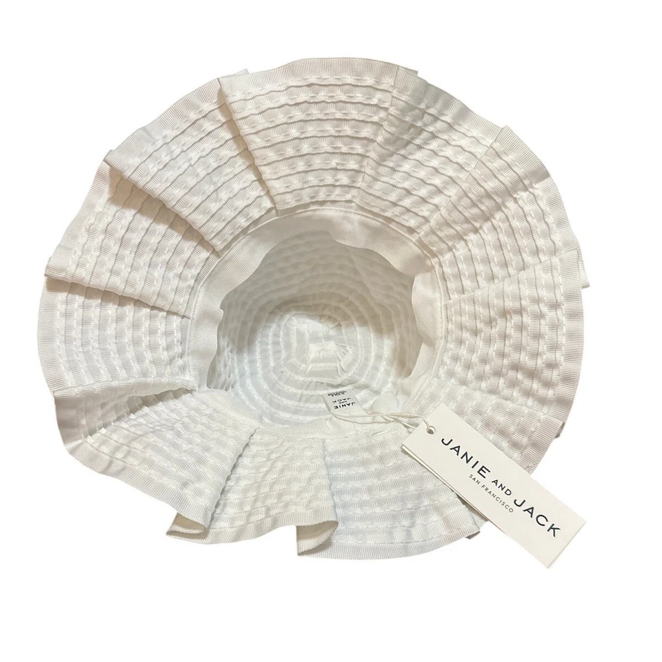 Janie and Jack Sombrero Cinta Plisada Blanco Talla 0-3 Meses Nuevo con etiquetas Foto 3 de 4