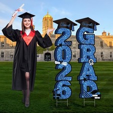 38 Inch Extra Large 2026 Graduation Yard Sign Blue and Black Graduation Decorati