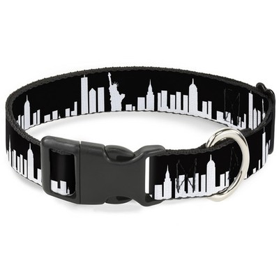 Plastic Clip Collar New York Solid Skyline Black/White Small 9.5-13''