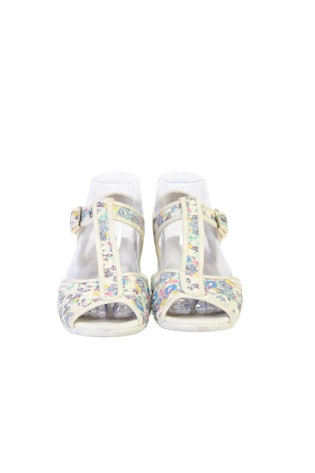 Superga x Love Shack Fancy Girls Textured Canvas Floral T Sandal White Size 37 - Image 2 of 4