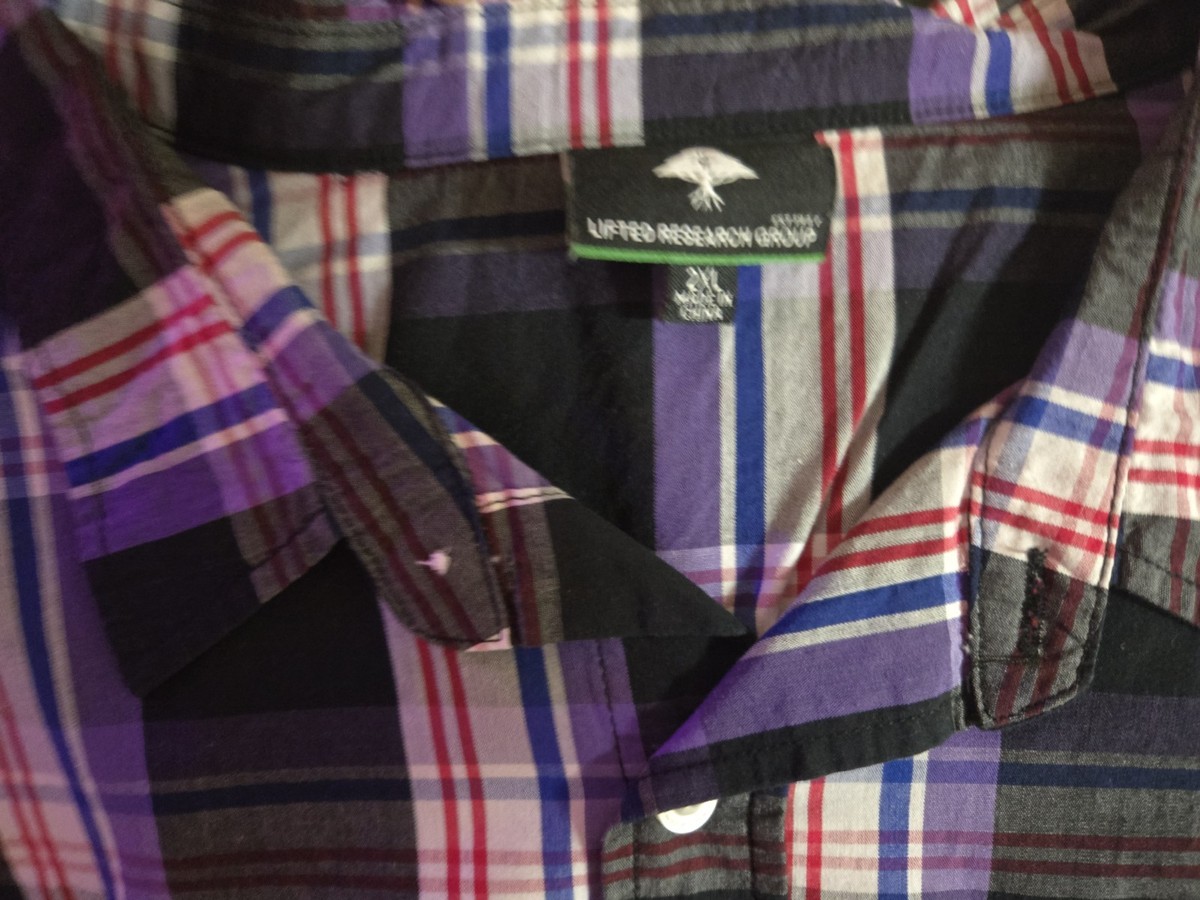 LRG - 2xl Black/PurpIe LIFTED RESEARCH GROUP Plaid Button Down Shirt View 3
