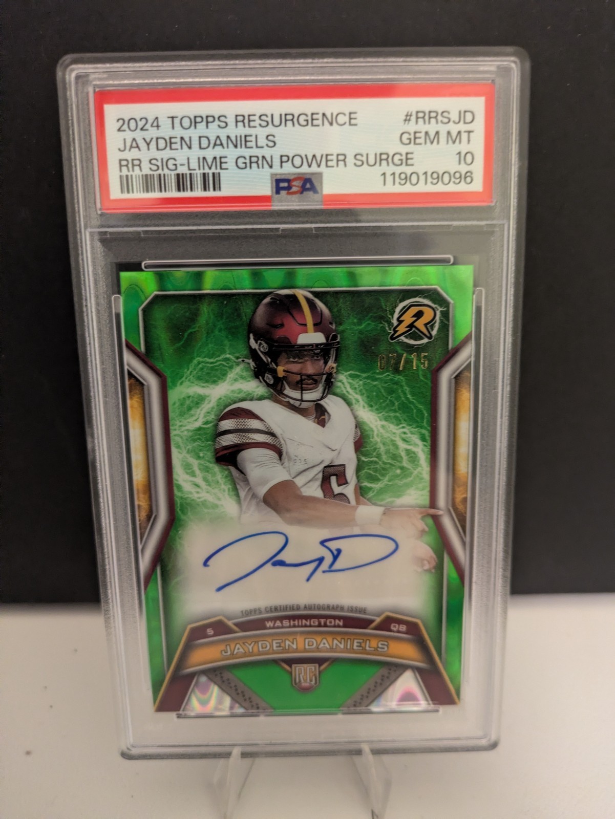 Jayden Daniels Topps Resurgence Resurgence Rookie Signatures #RRSJD Lime Green Power Surge