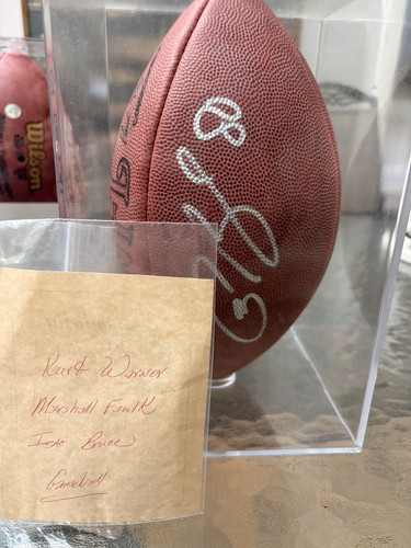 Kurt Warner, Isaac Bruce, Marshall Faulk Signed Gameball w/ COA