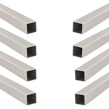 Outwater 1in Square Clear Anodized Aluminum Tube, 48in, 8-Pack