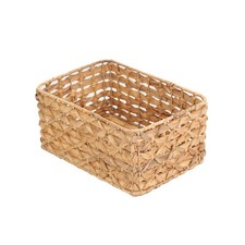Wicker Storage Basket Water Hyacinth Woven Shelf Pantry Natural 12x8x5.5 Inch