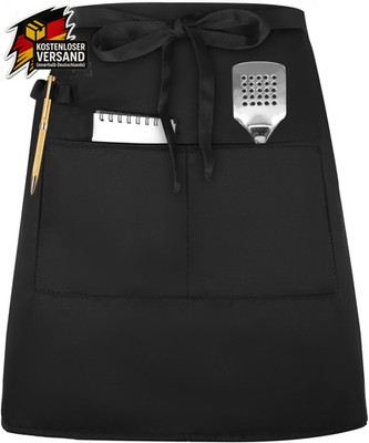 Kellnerschürze 45x65cm Schwarz Damen Kochschürze mit Taschen und Stifthalter