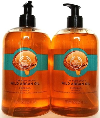 The Body Shop WILD ARGAN OIL Shower Gel, JUMBO 25.3 fl. oz/750 mL, NEW x 2