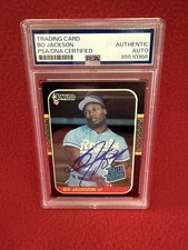 BO JACKSON KANSAS CITY Royals Signed 1987 DONRUSS RC Rookie Card PSA 85510368