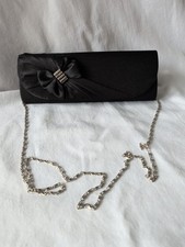Vintage Black Evening Clutch With Satin Pleats