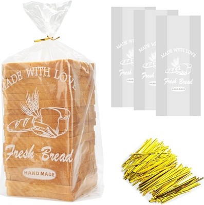 Bolsas para empaquetar pan con lazos, bolsas de plástico grandes para panadería
