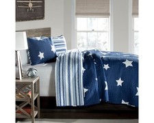 Lush Decor Star Quilt - Reversible 2 Piece Pattern Striped Bedding Set Pillow