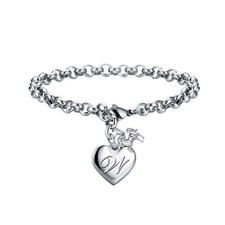 Unicorns Gifts for Women Initial Unicorn Bracelets for Women Heart Letter W Brac