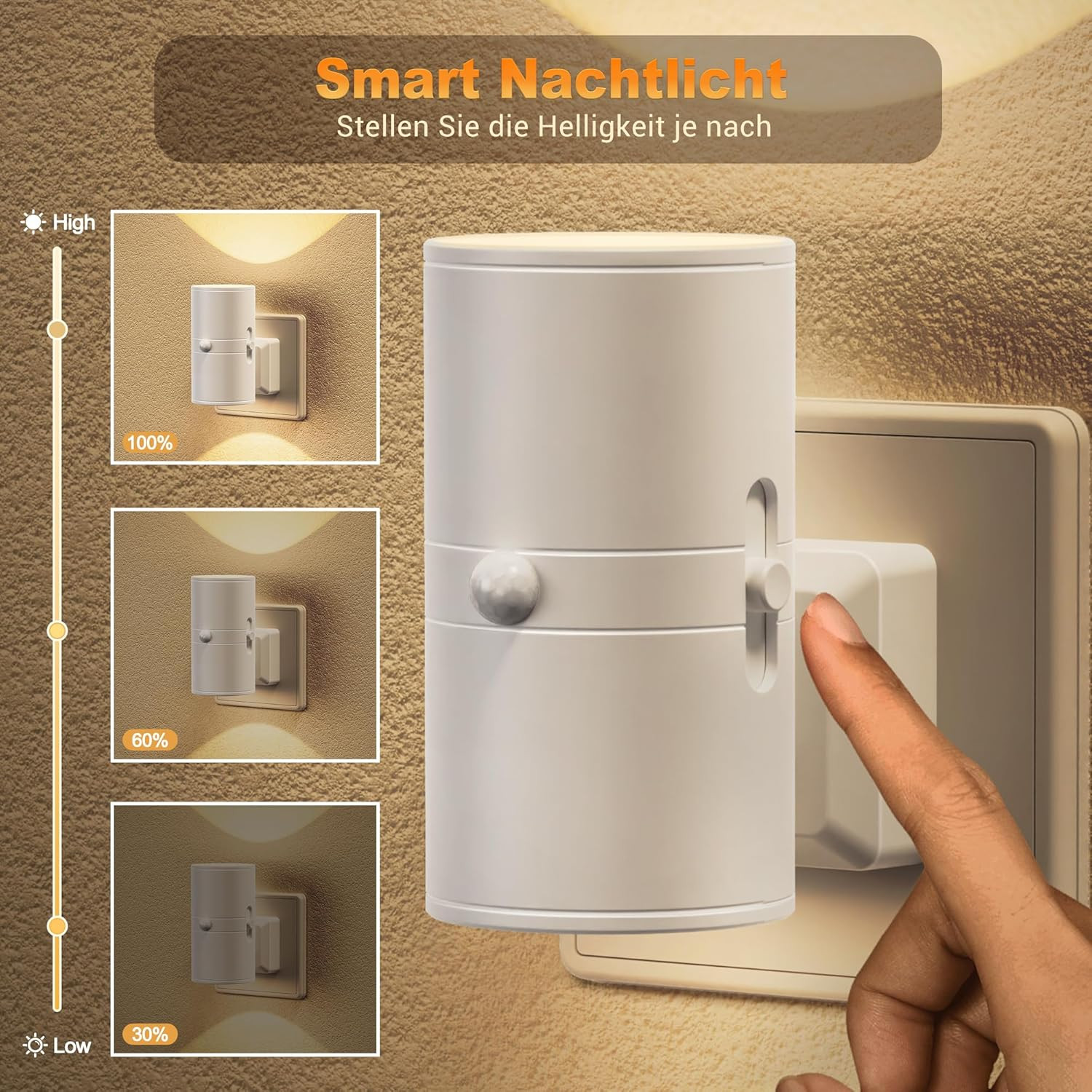Luce Notturna LED con Sensore di Movimento 3000K | Presa a Muro - 4