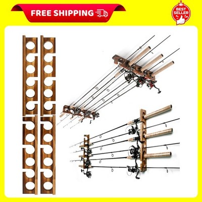 Holds up to 12 Rods Fishing Pole Rod Racks Wall or Ceiling Mounted Fi