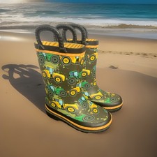 Western Chief Tractor Tough Taupe Rubber Waterproof Kids Size  8 Rain Boots