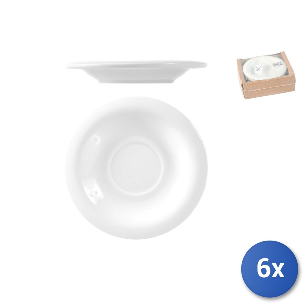 6x Saucers for Tea Cups Ischia in White Porcelain